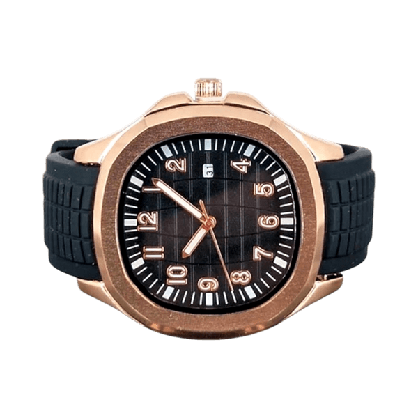 Rose Gold Aquanaut Sport Watch 42mm Quartz Soft Silicone Strap