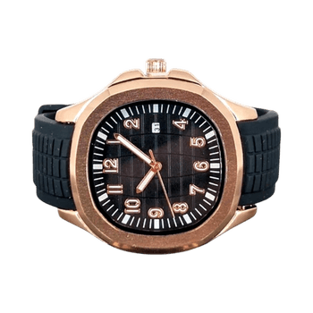 Rose Gold Aquanaut Sport Watch 42mm Quartz Soft Silicone Strap