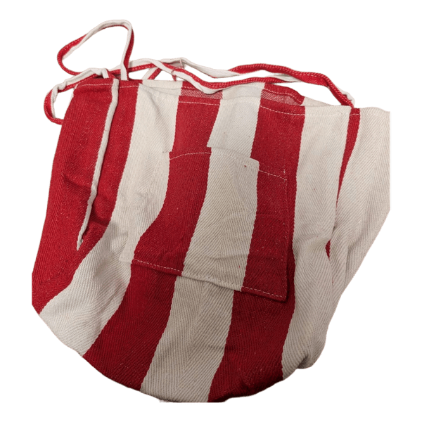 Red and white striped bag