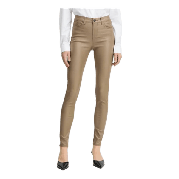 Beige coated skinny jeans
