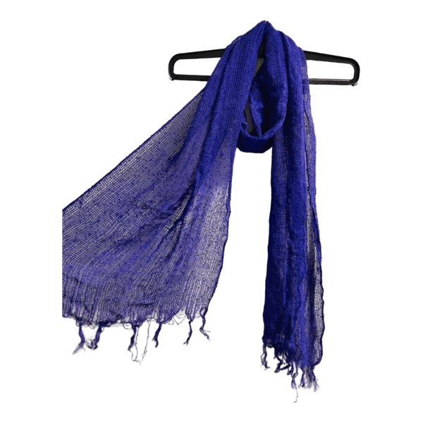 Blue open-knit scarf