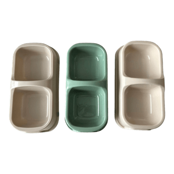 Three plastic pet bowls