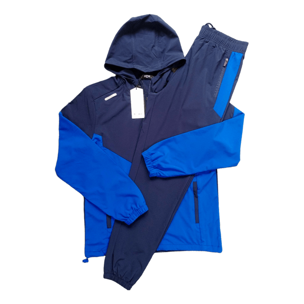 Navy & Blue Colourblock Tracksuit Set – Hooded Jacket & Joggers – Size L – BNWT