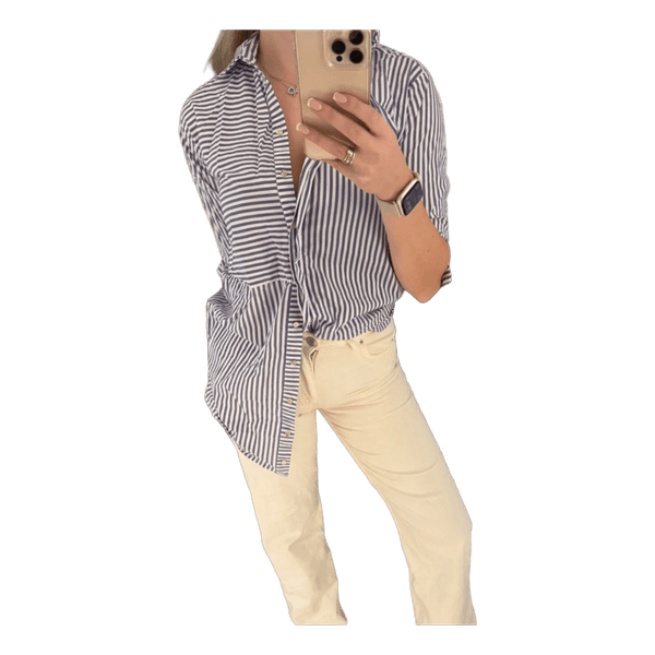 Blue striped button shirt