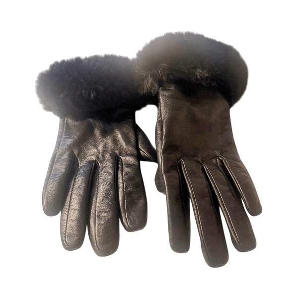 Black leather gloves