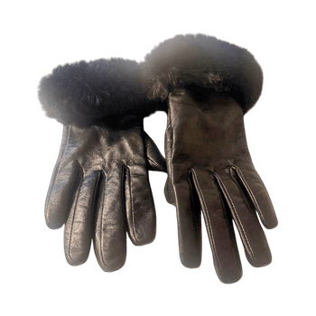 Black leather gloves