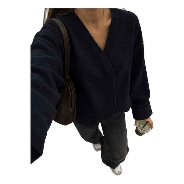 Navy cropped wrap jacket