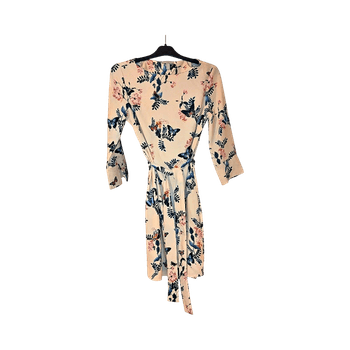 Beige floral wrap dress
