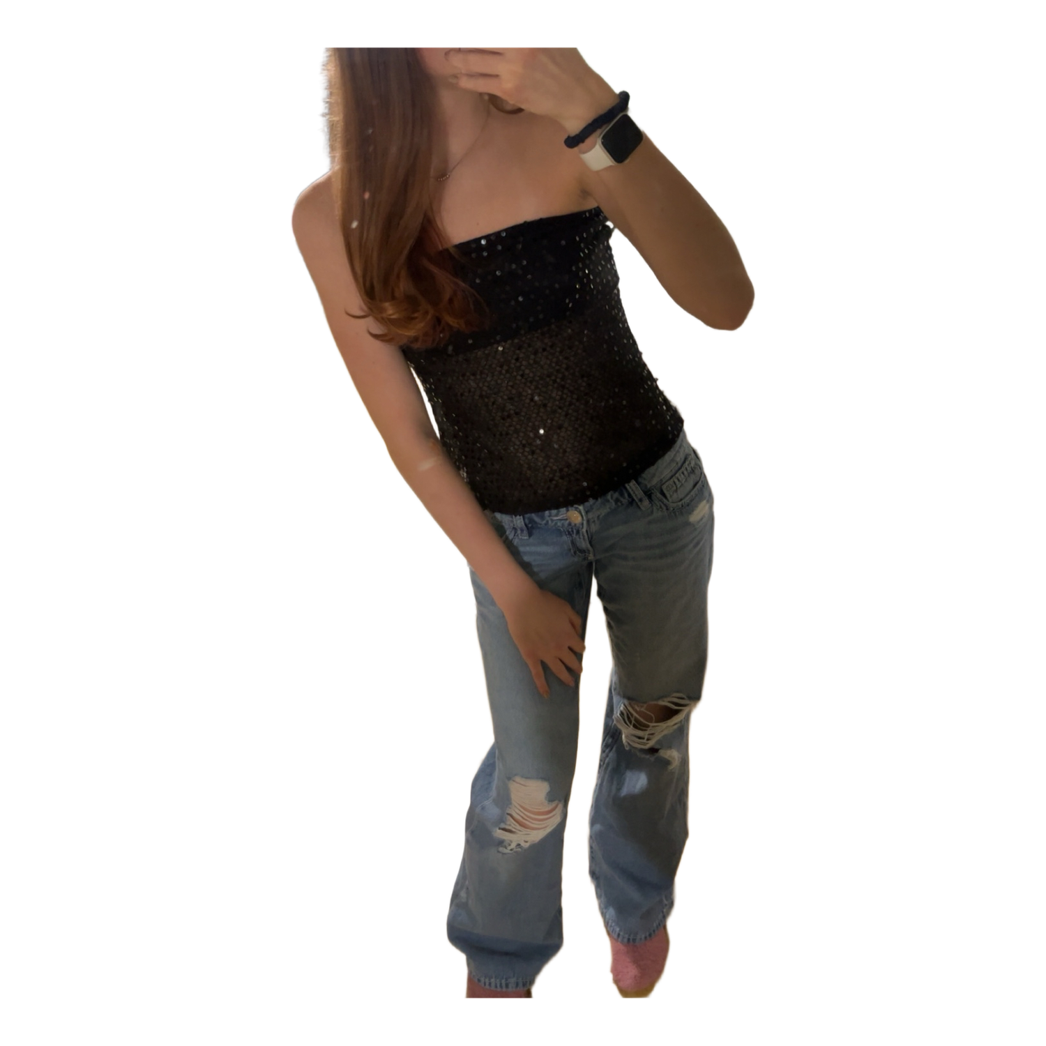Black sequin tube top