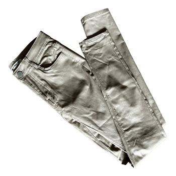 Beige faux leather trousers