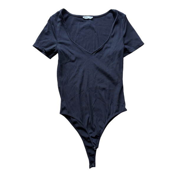 Black ribbed bodysuit