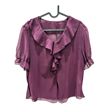 Purple ruffled chiffon blouse