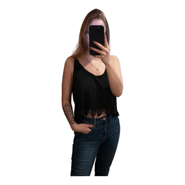 Black lace trim top
