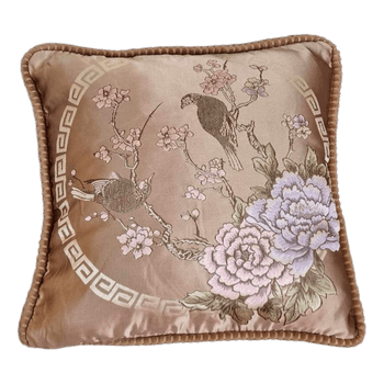 Embroidered floral throw pillow