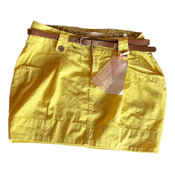 Vintage Stradivarius Yellow Utility cotton Mini Skirt with Belt Size S