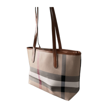 beige ruudullinen olkalaukku