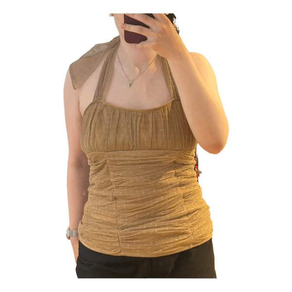 Yellow ruched halter top