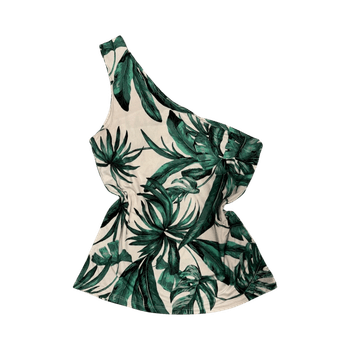 Green leaf one-shoulder top