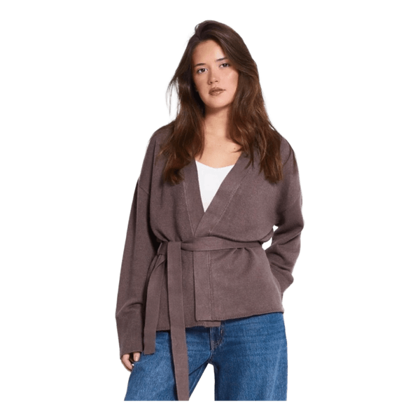 Brun cardigan med bindebånd