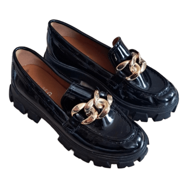 Black platform loafers