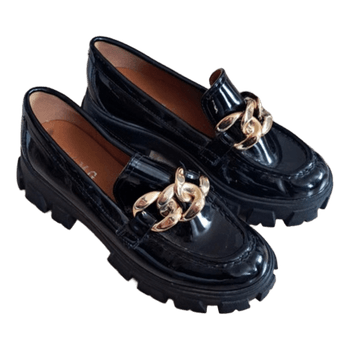 Black platform loafers