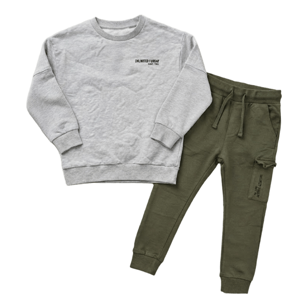 Grey and green tracksuit set