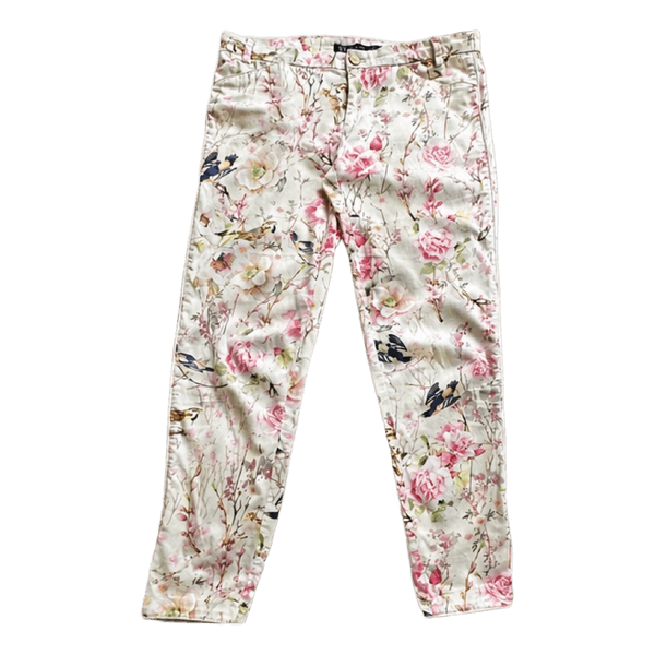 ZARA Floral Bird Print Pants • Size 38 • Cottagecore / Romantic Style