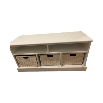 valkoinen säilytyspenkki koreilla