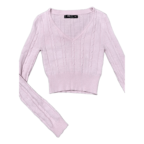 Pink cable knit sweater