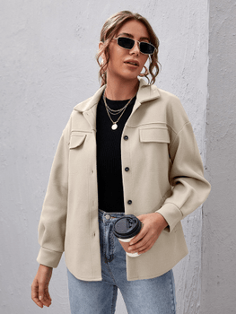 Button Front Drop Shoulder Coat