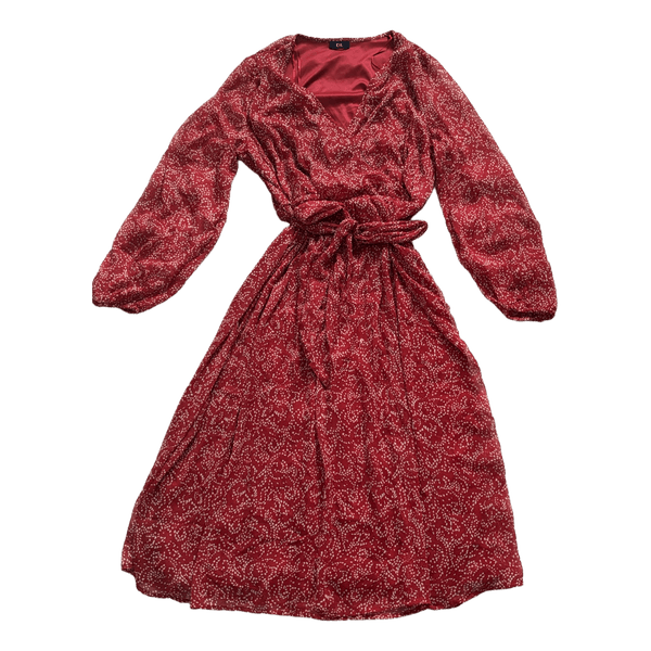 Red patterned midi dress