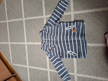 Blue striped baby sweater