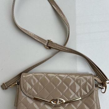 Beige quilted shoulder bag