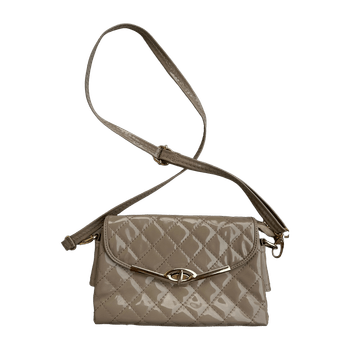 Beige quilted shoulder bag