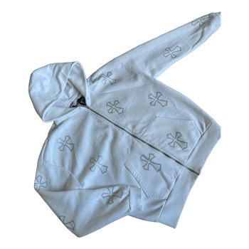 Review white zip-up hoodie