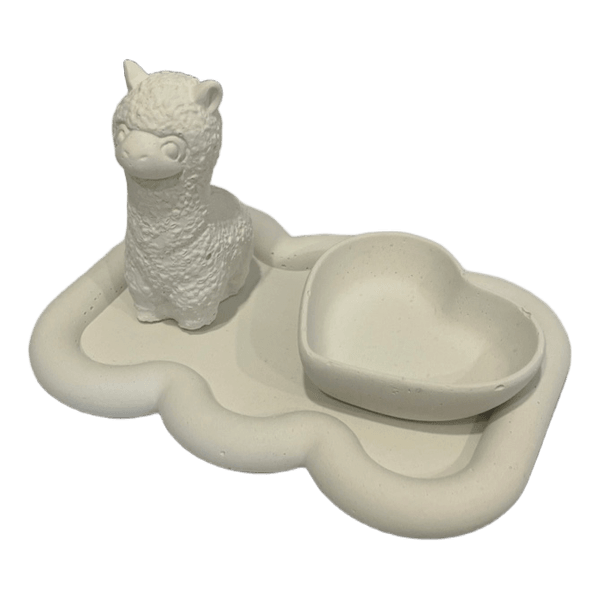 White llama trinket tray