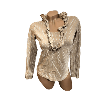 Beige polka dot long-sleeve top