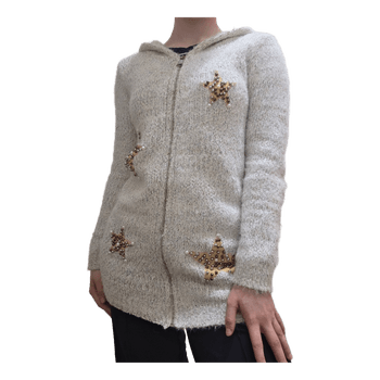 Y2K white knitted cardigan with zipper and hood