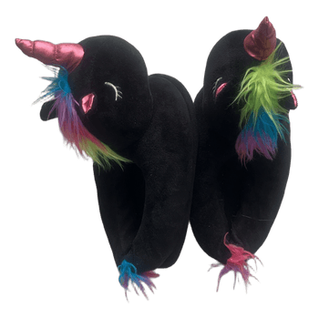 Black unicorn slippers