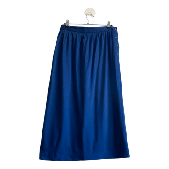 70s 80s Vintage Marimekko Blue Midi Skirt Finnish Design Made in Finland M