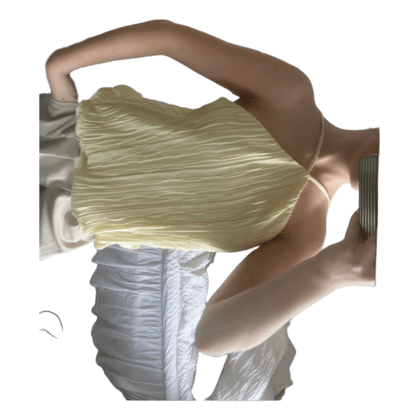 Gul plisseret halterneck top