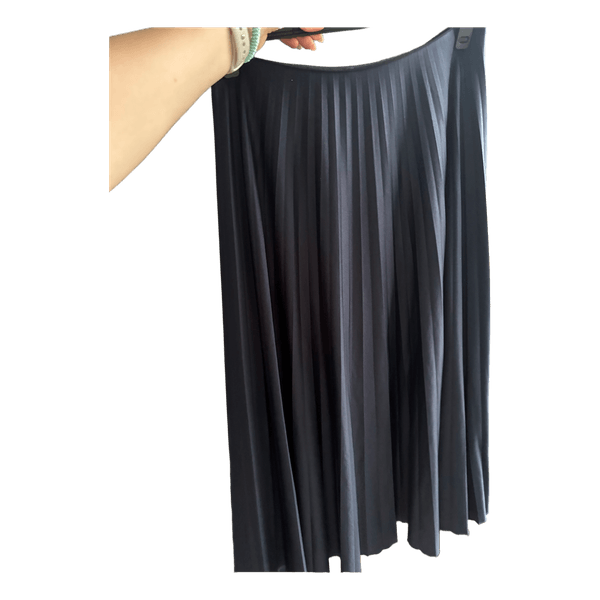 Blue pleated midi skirt