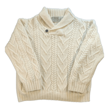 Aran Sweater Market 100% Merinovillaa Palmikkoneule - Irlantilainen - Luonnonvalkoinen - S