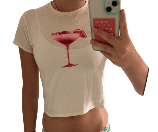 Hvid t-shirt med cocktail