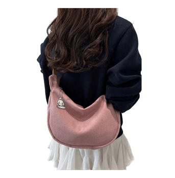 Pink waffle knit shoulder bag