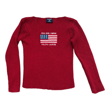 Red cotton ribbed sweater