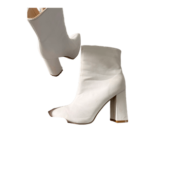 White block heel boots