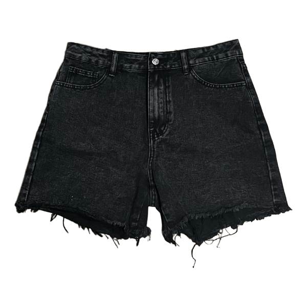Black denim shorts