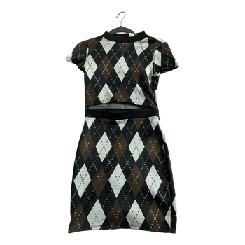 Argyle knit cutout dress