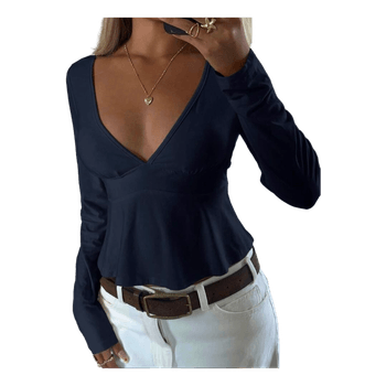 Mørkeblå peplum top